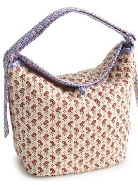 Vera Bradley Floral Cotton Tote Bag - Cream with Red Flowers